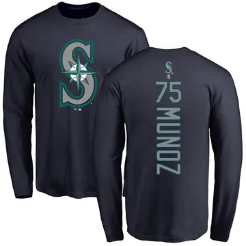 Men's Andres Munoz Seattle Mariners Backer Long Sleeve T-Shirt - Navy