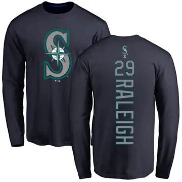Men's Cal Raleigh Seattle Mariners Backer Long Sleeve T-Shirt - Navy