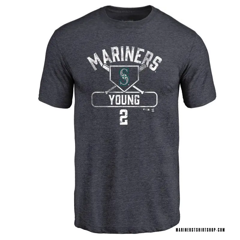 Men's Cole Young Seattle Mariners Base Runner Tri-Blend T-Shirt - Navy