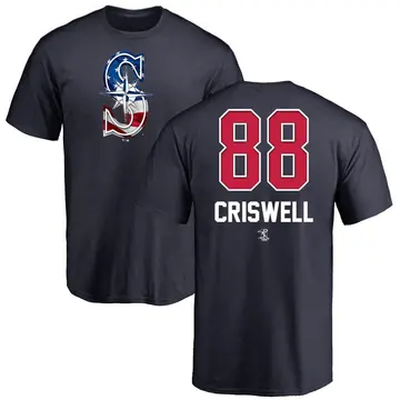 Men's Cooper Criswell Seattle Mariners Name and Number Banner Wave T-Shirt - Navy