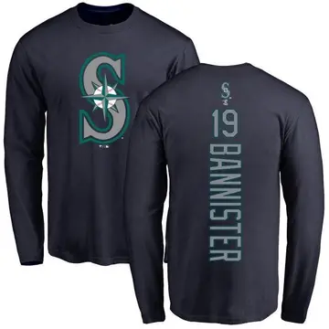 Men's Floyd Bannister Seattle Mariners Backer Long Sleeve T-Shirt - Navy