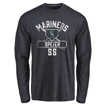 Men's Gabe Speier Seattle Mariners Base Runner Tri-Blend Long Sleeve T-Shirt - Navy
