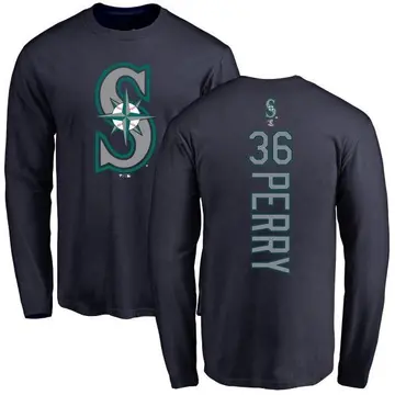 Men's Gaylord Perry Seattle Mariners Backer Long Sleeve T-Shirt - Navy