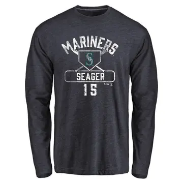 Men's Kyle Seager Seattle Mariners Base Runner Tri-Blend Long Sleeve T-Shirt - Navy
