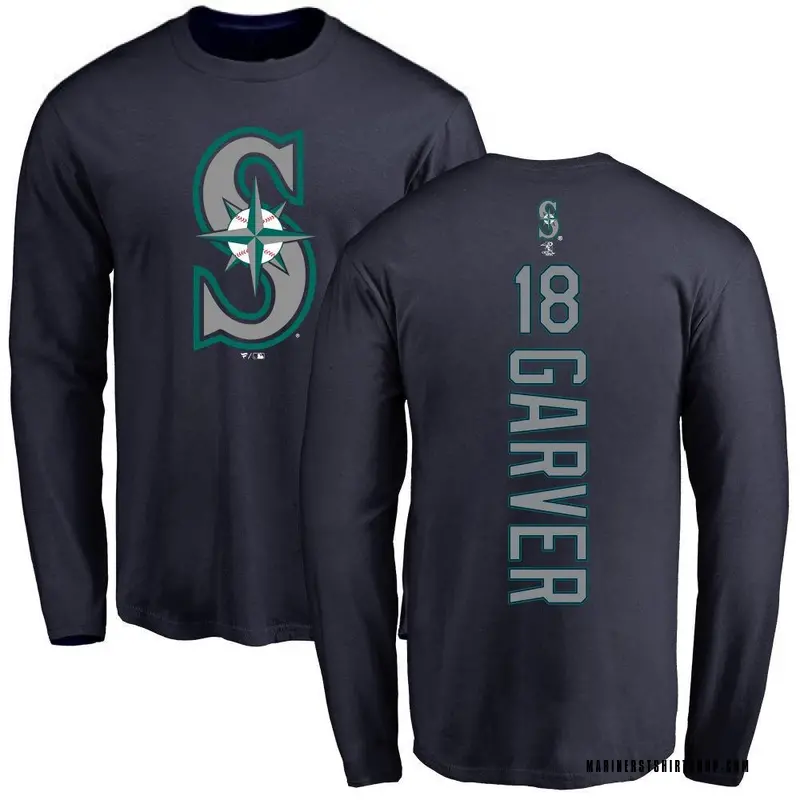 Men's Mitch Garver Seattle Mariners Backer Long Sleeve T-Shirt - Navy