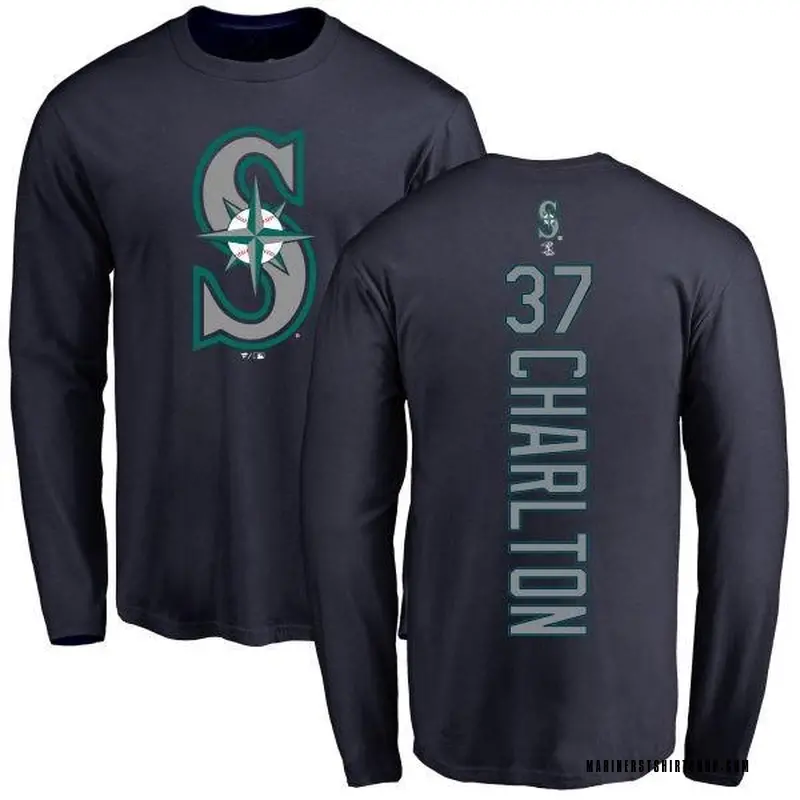 Men's Norm Charlton Seattle Mariners Backer Long Sleeve T-Shirt - Navy