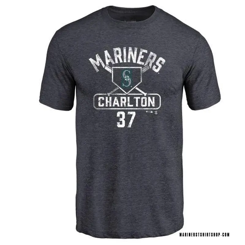 Men's Norm Charlton Seattle Mariners Base Runner Tri-Blend T-Shirt - Navy