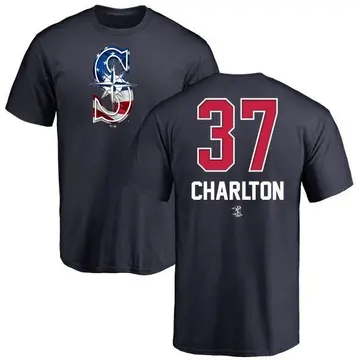 Men's Norm Charlton Seattle Mariners Name and Number Banner Wave T-Shirt - Navy