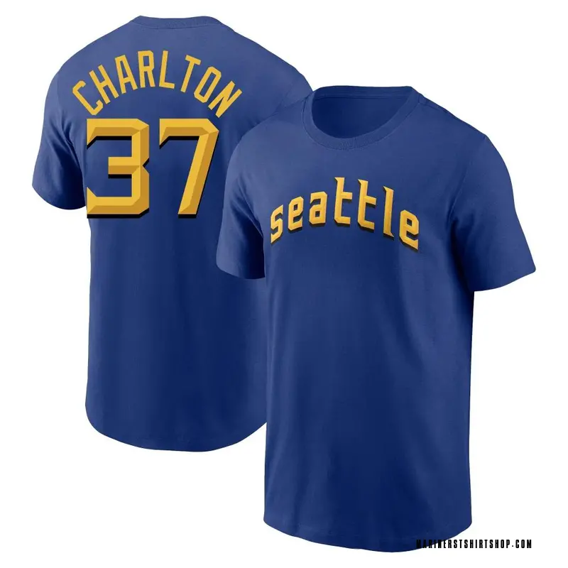Men's Norm Charlton Seattle Mariners Royal 2023 City Connect Name & Number T-Shirt