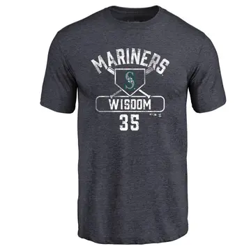 Men's Patrick Wisdom Seattle Mariners Base Runner Tri-Blend T-Shirt - Navy