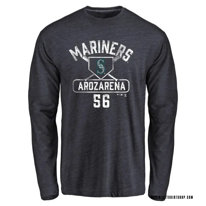 Men's Randy Arozarena Seattle Mariners Base Runner Tri-Blend Long Sleeve T-Shirt - Navy