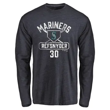 Men's Rob Refsnyder Seattle Mariners Base Runner Tri-Blend Long Sleeve T-Shirt - Navy