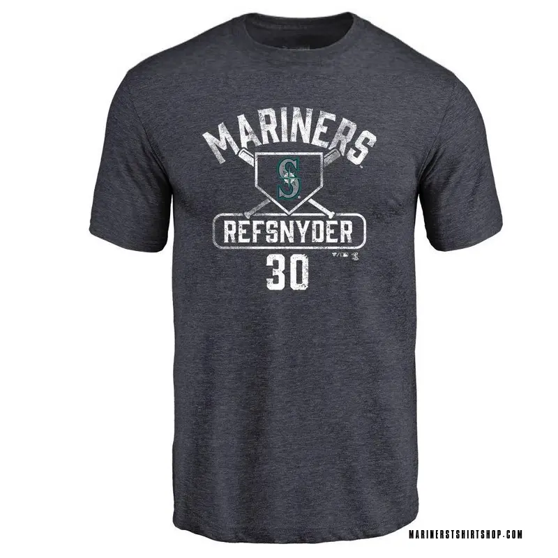 Men's Rob Refsnyder Seattle Mariners Base Runner Tri-Blend T-Shirt - Navy
