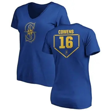 Women's Al Cowens Seattle Mariners RBI Slim Fit V-Neck T-Shirt - Royal