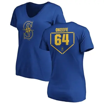 Women's Brian O'Keefe Seattle Mariners RBI Slim Fit V-Neck T-Shirt - Royal