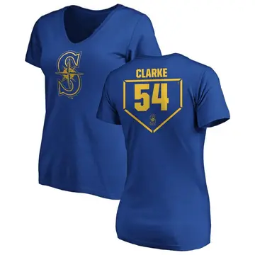 Women's Chris Clarke Seattle Mariners RBI Slim Fit V-Neck T-Shirt - Royal
