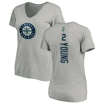 Women's Cole Young Seattle Mariners Backer Slim Fit T-Shirt - Ash