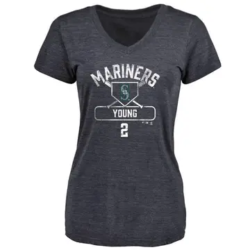 Women's Cole Young Seattle Mariners Base Runner Tri-Blend T-Shirt - Navy