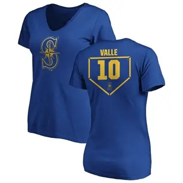 Women's Dave Valle Seattle Mariners RBI Slim Fit V-Neck T-Shirt - Royal