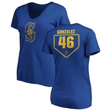 Women's Domingo Gonzalez Seattle Mariners RBI Slim Fit V-Neck T-Shirt - Royal