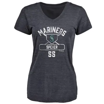 Women's Gabe Speier Seattle Mariners Base Runner Tri-Blend T-Shirt - Navy