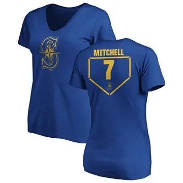 Women's Kevin Mitchell Seattle Mariners RBI Slim Fit V-Neck T-Shirt - Royal