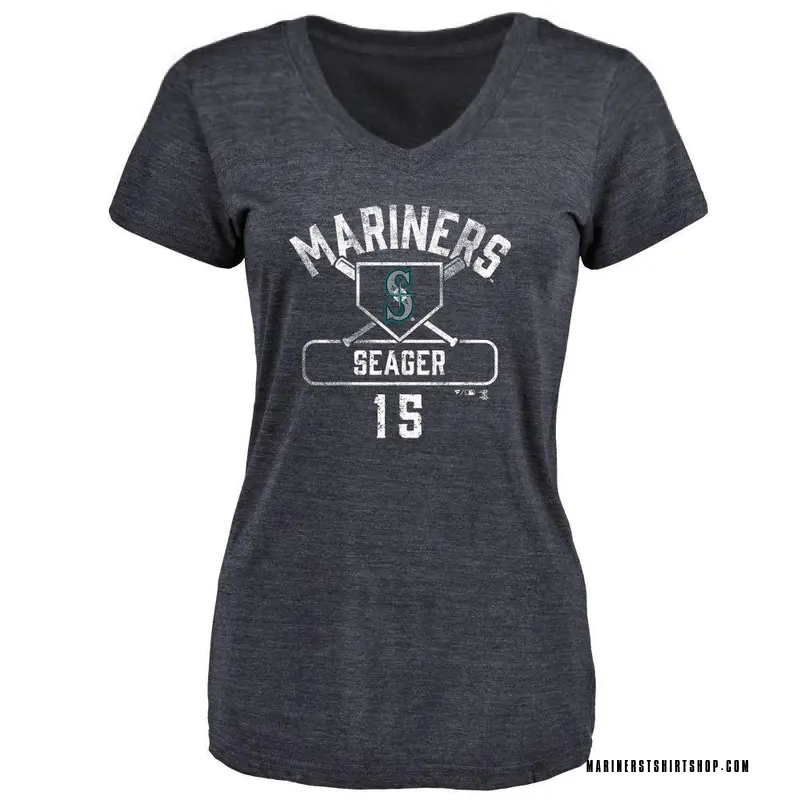 Women's Kyle Seager Seattle Mariners Base Runner Tri-Blend T-Shirt - Navy