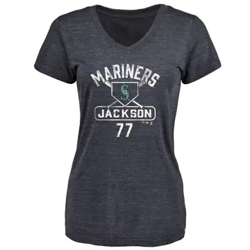 Women's Luke Jackson Seattle Mariners Base Runner Tri-Blend T-Shirt - Navy