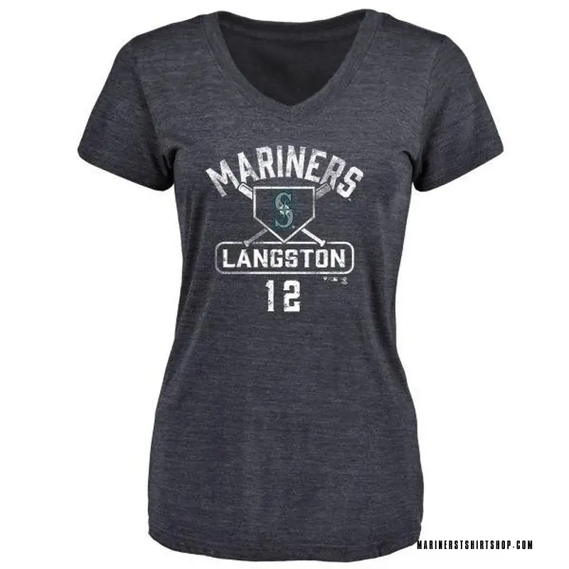 Women's Mark Langston Seattle Mariners Base Runner Tri-Blend T-Shirt - Navy