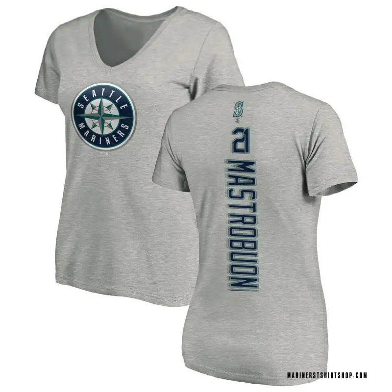 Women's Miles Mastrobuoni Seattle Mariners Backer Slim Fit T-Shirt - Ash