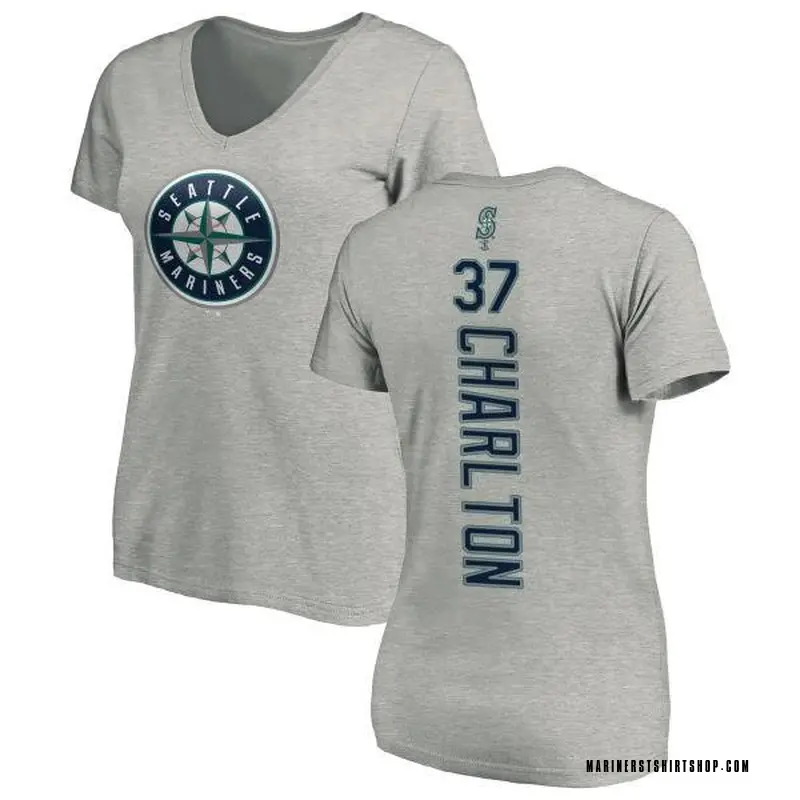 Women's Norm Charlton Seattle Mariners Backer Slim Fit T-Shirt - Ash