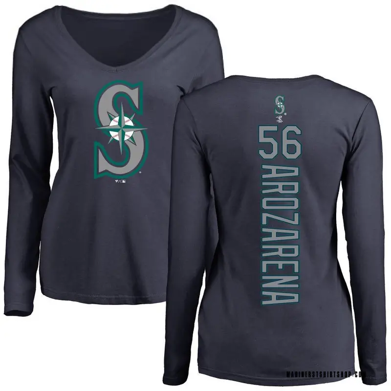 Women's Randy Arozarena Seattle Mariners Backer Slim Fit Long Sleeve T-Shirt - Navy