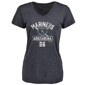 Women's Randy Arozarena Seattle Mariners Base Runner Tri-Blend T-Shirt - Navy