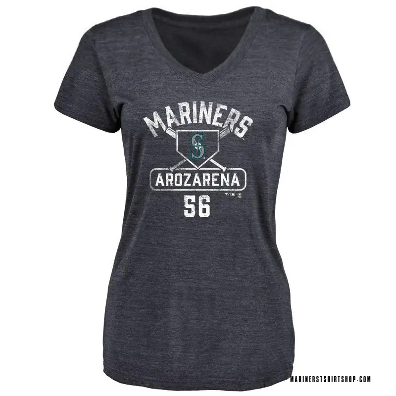 Women's Randy Arozarena Seattle Mariners Base Runner Tri-Blend T-Shirt - Navy
