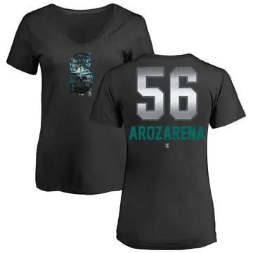 Women's Randy Arozarena Seattle Mariners Midnight Mascot V-Neck T-Shirt - Black