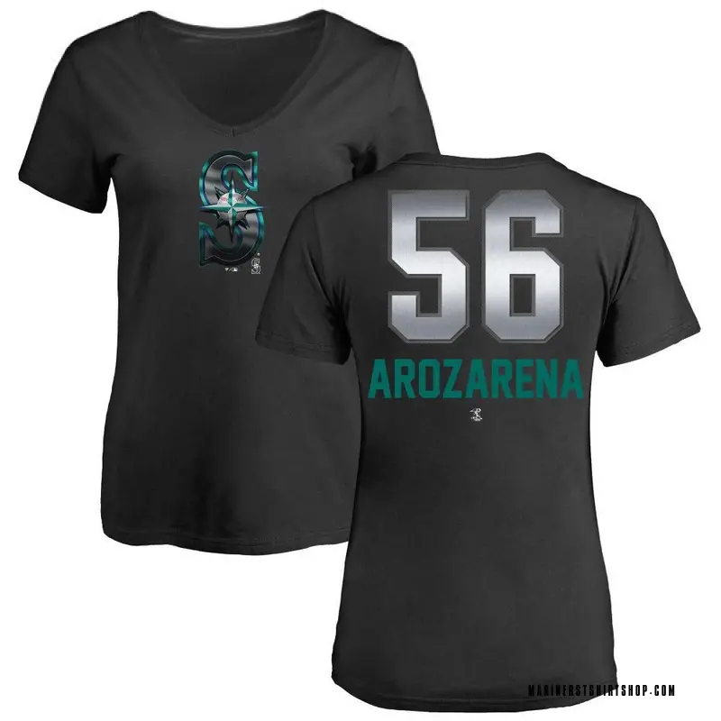 Women's Randy Arozarena Seattle Mariners Midnight Mascot V-Neck T-Shirt - Black