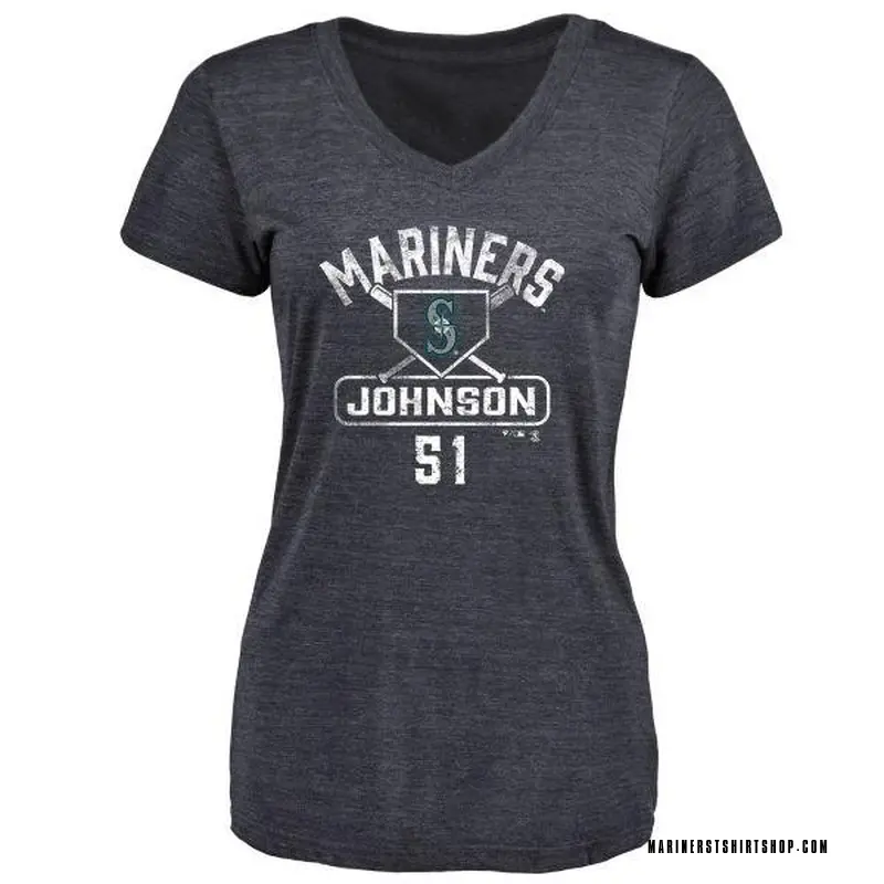 Women's Randy Johnson Seattle Mariners Base Runner Tri-Blend T-Shirt - Navy
