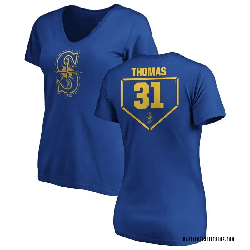 Women's Rhylan Thomas Seattle Mariners RBI Slim Fit V-Neck T-Shirt - Royal