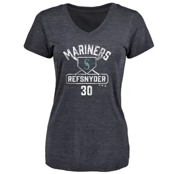 Women's Rob Refsnyder Seattle Mariners Base Runner Tri-Blend T-Shirt - Navy