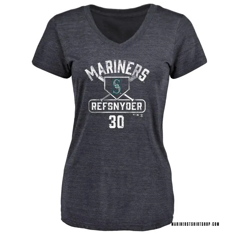 Women's Rob Refsnyder Seattle Mariners Base Runner Tri-Blend T-Shirt - Navy