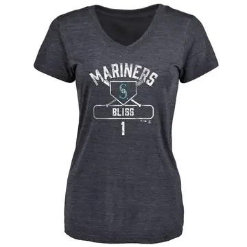 Women's Ryan Bliss Seattle Mariners Base Runner Tri-Blend T-Shirt - Navy
