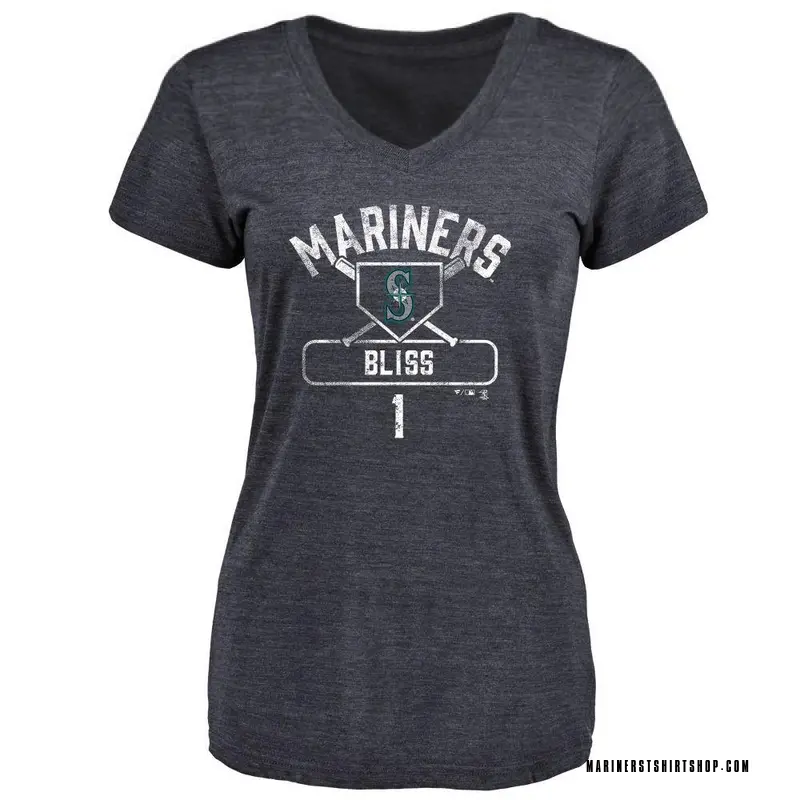 Women's Ryan Bliss Seattle Mariners Base Runner Tri-Blend T-Shirt - Navy