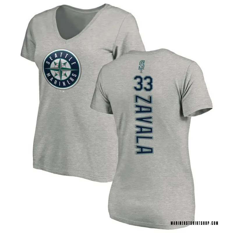 Women's Seby Zavala Seattle Mariners Backer Slim Fit T-Shirt - Ash