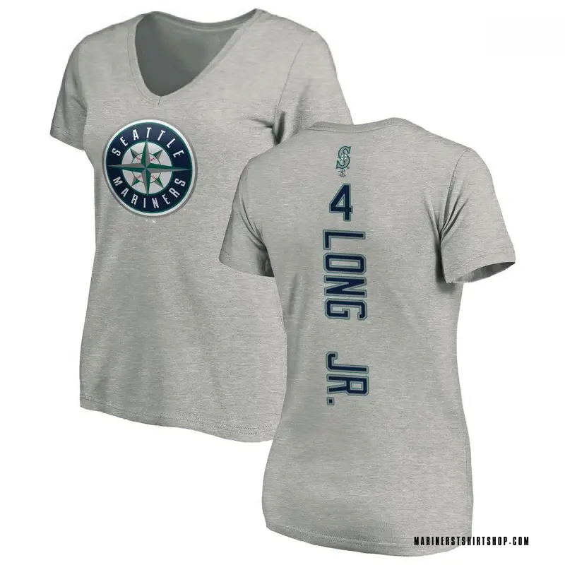 Women's Shed Long Jr. Seattle Mariners Backer Slim Fit T-Shirt - Ash