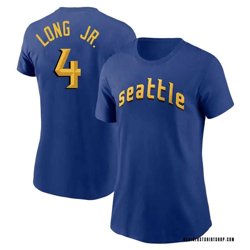 Women's Shed Long Jr. Seattle Mariners Royal 2023 City Connect Name & Number T-Shirt