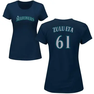 Women's Yosver Zulueta Seattle Mariners Roster Name & Number T-Shirt - Navy