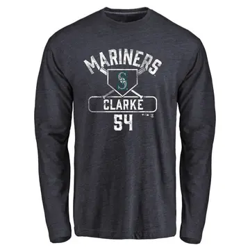 Youth Chris Clarke Seattle Mariners Base Runner Tri-Blend Long Sleeve T-Shirt - Navy
