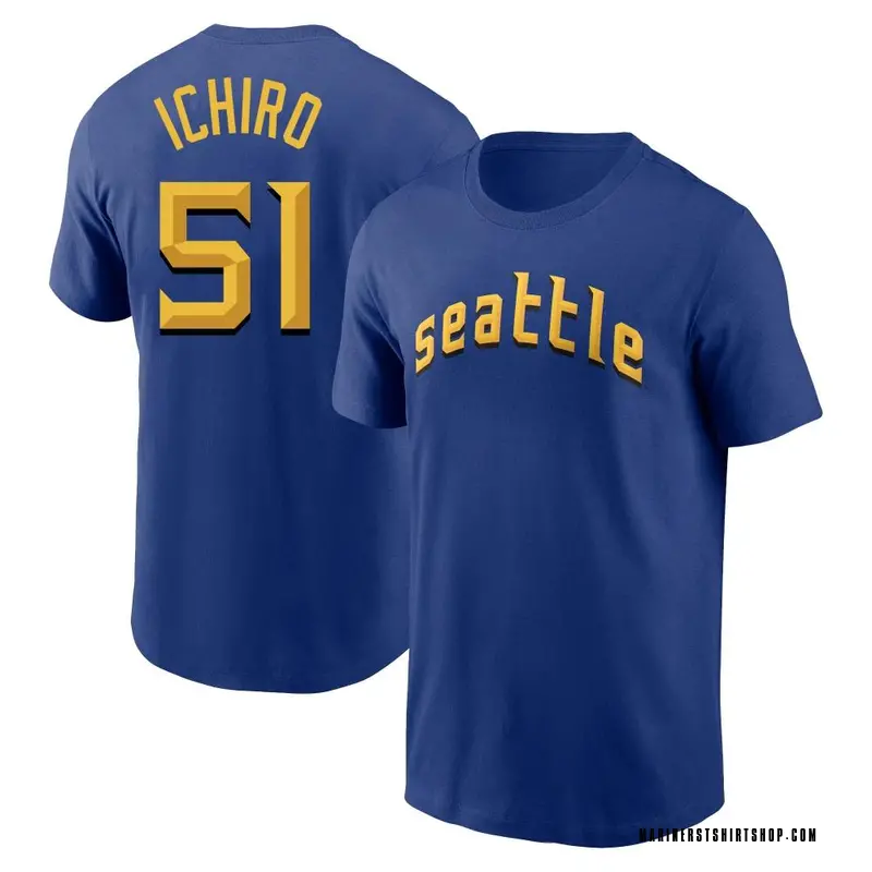Youth Ichiro Suzuki Seattle Mariners Royal 2023 City Connect Name & Number T-Shirt