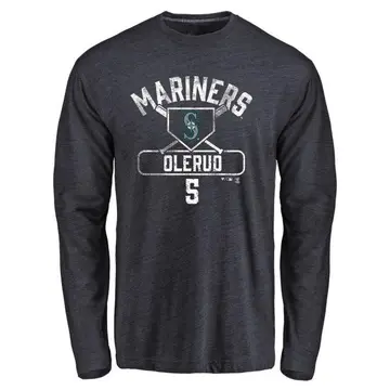 Youth John Olerud Seattle Mariners Base Runner Tri-Blend Long Sleeve T-Shirt - Navy