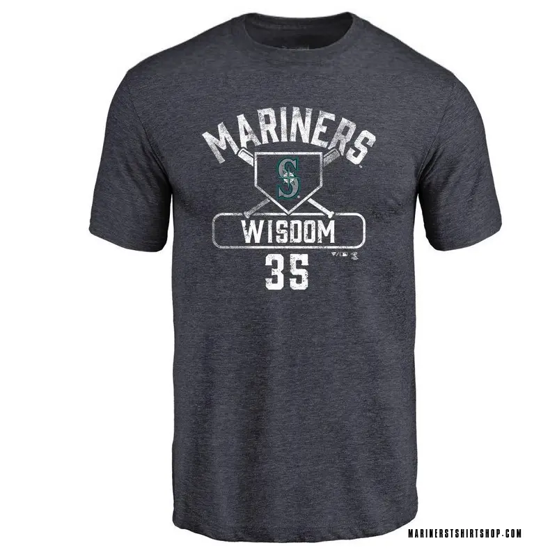 Youth Patrick Wisdom Seattle Mariners Base Runner Tri-Blend T-Shirt - Navy